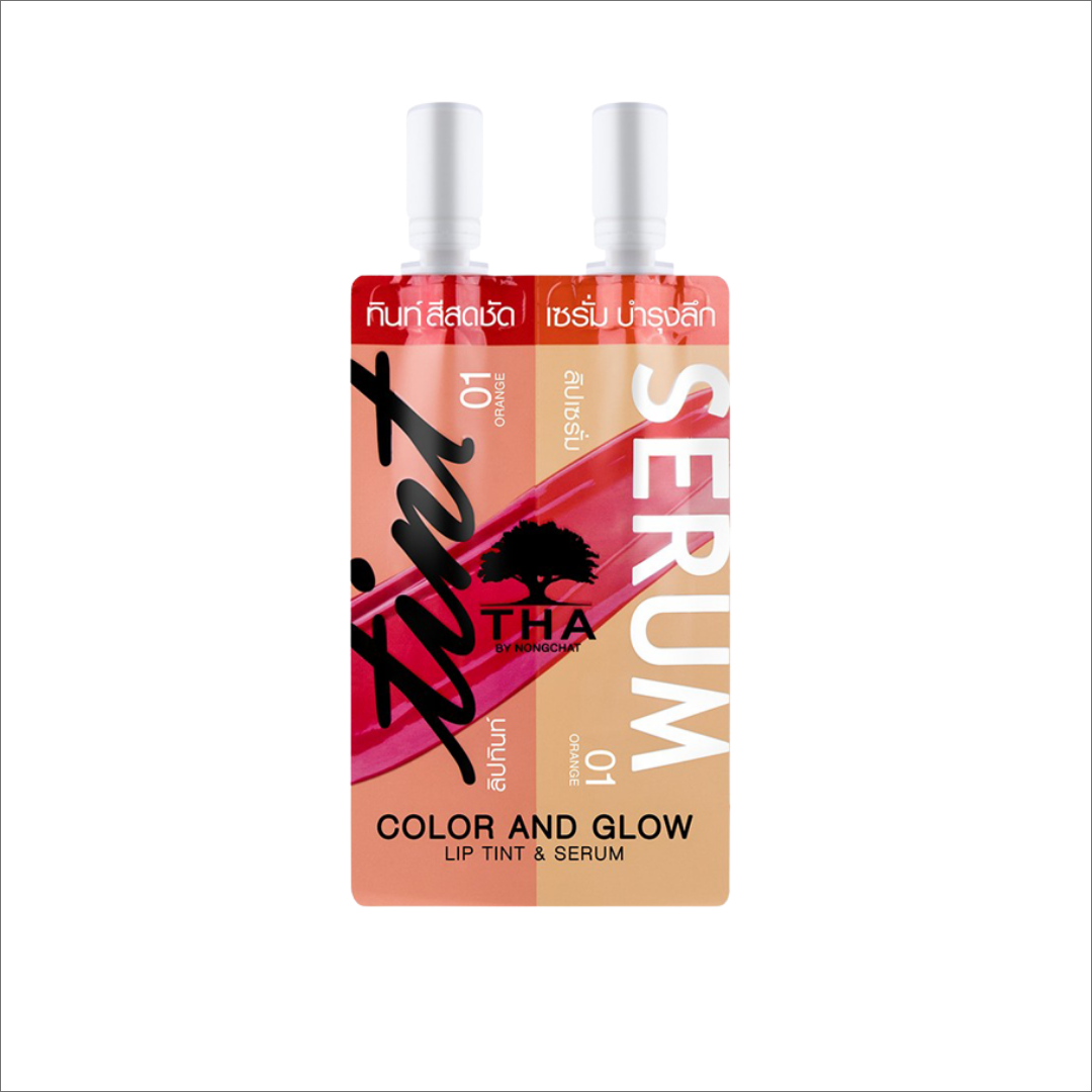 ■THA color and glow lip tint & serum 01 orange：1つで3色楽しめるリップティント＆セラム