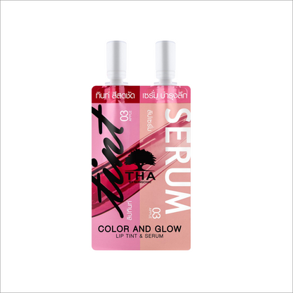 ■THA color and glow lip tint & serum 03 appple：1つで3色楽しめるリップティント＆セラム